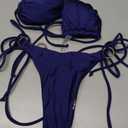 SOLY HUX Bathing Suit for Women Halter Ring Linked Tie Side Bikini Sets Two Piece Swimsuit (Blue, S)