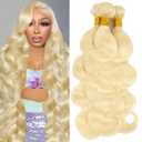 613 Blonde Bundles Human Hair 18 20 22 Inch 613 Bundles Human Hair 100% Unprocessed 16A Brazilian Virgin Raw Bundle 613 Body Wave Bundle Extensions for Women