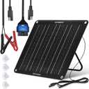 ECO-WORTHY Upgraded OBDII 10W Solar Battery Trickle Charger Maintainer-12V Waterproof Solar Panel Trickle Charger Kit with Portable Stand for Car Truck Boat Mower RV Trailer ATV Marine Battery