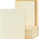 Juvale Wood Canvas Boards - 8x10 in, Light Brown Pine, 0.85 in Thick, 6-Pack - Wood Canvas Blanks for Crafts - Deep Frame Panels