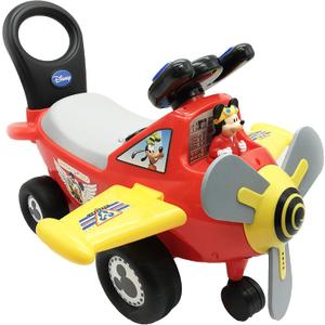 Kiddieland Disney Mickey Mouse Plane Ride-On for Toddlers with Lights & Sounds, Moving Mickey, Rotating Propeller, Batteries Included, 21.5 x 17.25 x 18 in