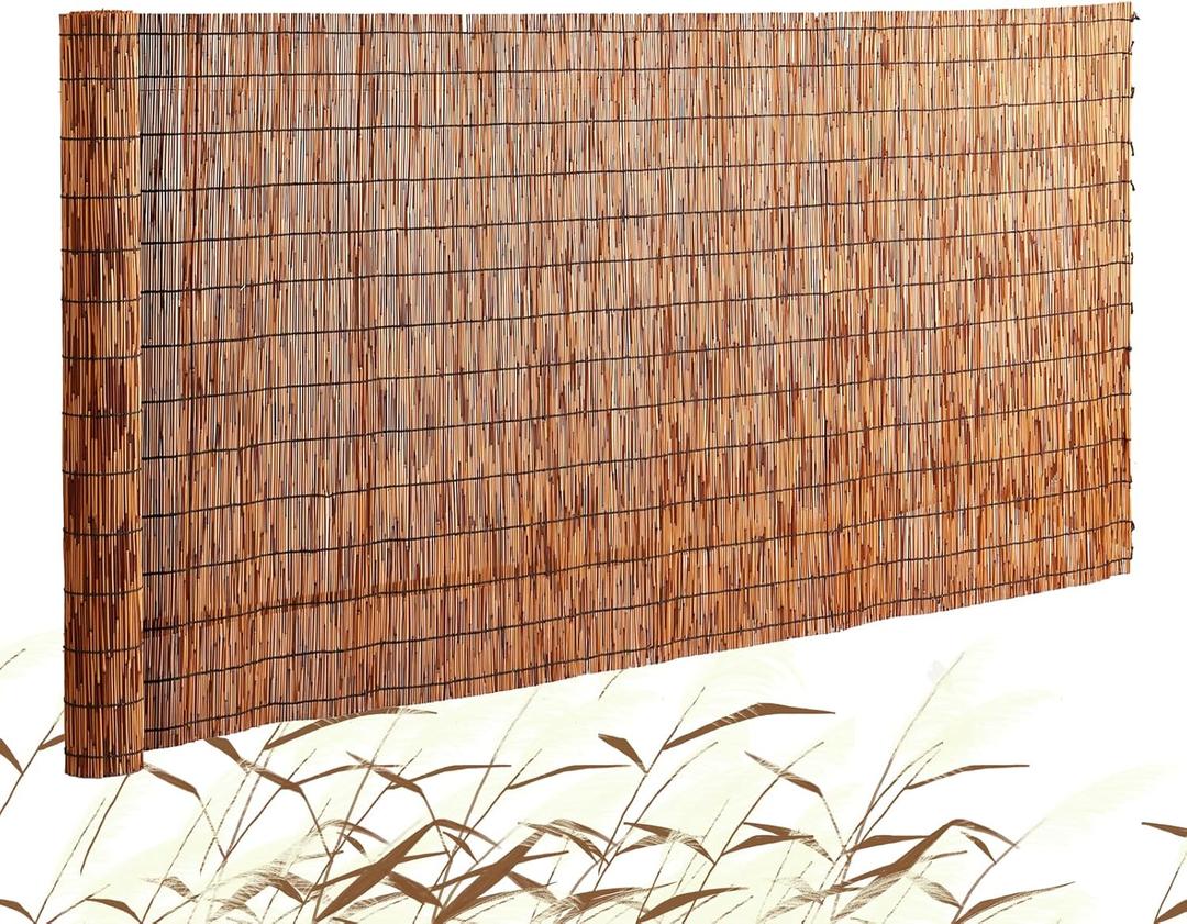 VEVOR Natural Reed Fencing,5.5ft x 16.4 ft, Decorative Bamboo Privacy Screen,Reed Fence Roll Patio Decorative Fences Reed Screen Curtain for Garden Backyard Patio Balconies,Brown