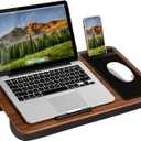 LAPGEAR Home Office Lap Desk with Device Ledge, Mouse Pad, and Phone Holder - Espresso Woodgrain - Fits up to 15.6 Inch Laptops - Style No. 91575