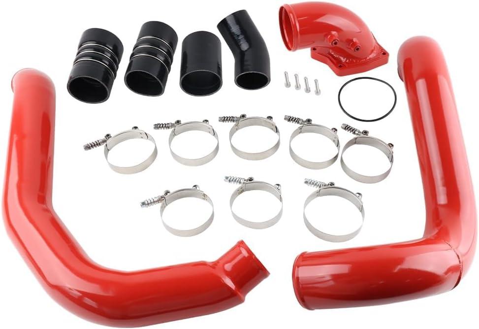 6.0L Diesel Turbo Intercooler Pipes + Intake Elbow Red Compatible with 2003-2007 Ford F250, F350 F450 F550 Super Duty 6.0L 363CI OHV V8 Diesel Turbo High Flow Aluminum Pipe