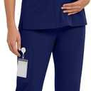 Women's Maternity Scrub Set V Neck Top Side Slit Stretchy Scrub Pants Pregnancy Nurse Uniform with 9 Pockets