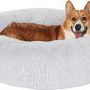 JOLLYVOGUE Dog Bed, Calming Anti-Anxiety Large Dog Bed, Fluffy Donut Cushion for Medium and Large Pets (27"/30"/36") (01 - Light Grey)