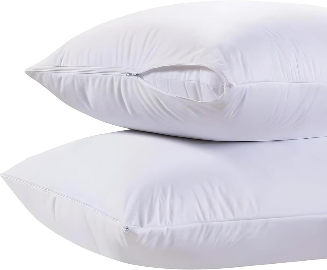 White Classic King Pillow Covers with Zipper 2 Pack - 20 x 36 Ultra-Soft, Cozy and Noiseless King Pillow Protector, 200 Thread Count, Fade-Resistant Pillow Shams