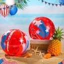 24 Pcs Patriotic Inflatable Beach Balls 12 Inch 4th of July Red White Blue Glitter Pool Balls Bulk with Star Confetti 250th Anniversary Party Favors for Summer Pool Beach Decorations