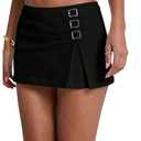Floerns Women's Y2k Low Waist Mini Skirts Buckle Night Out Party Bodycon Skirt Black Small