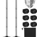 Boat Cover Support Pole System with Storage Bag, Heavy-Duty Windproof 201 Stainless Steel Pontoon Cover Support Poles with Anti-UV Straps & ABS Base,15-54'' Adjustable Support Pole (2 Pack)