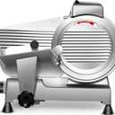 10 inch Commercial Meat Slicer, 240W Frozen & Cheese Slicer, Premium Chromium-plated Steel Blade, Semi-Auto, Low Noise