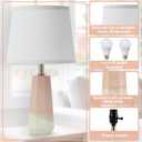 GyroVu 3 Color Temperature Adjustable Table Lamp, Ceramic Lamp Set of 2, Bedside Lamps with Rotary Swtich, Nightstand Lamp for Living Room Bedroom Office, Bulbs Included-Pink