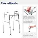 Drive Medical 2-Button Standard Foldable Walker for Seniors & Adults - Adjustable Legs - Lightweight Aluminum Construction - 350 Lb Weight Capacity - Basic Walking Aid - Silver