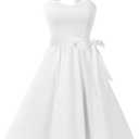 Topdress Women'sVintage Polka Audrey Dress 1950s Halter Retro Cocktail Dress (Large, White)