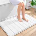 OLANLY Memory Foam Bath Mat 36x24, Super Soft Absorbent Bathroom Rugs, Quick Dry, Machine Washable Shower Floor Rugs, Bathmat Carpet, Bathroom Home Decor Accessories, White