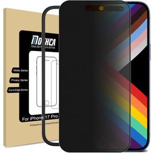 Mothca Matte Privacy Screen Protector for iPhone 17 Pro [6.3 inch] with Easy Installation Tool, Anti Spy Anti Glare Full Coverage Tempered Glass Film, Anti-Fingerprint, Case Friendly Smooth as Silk