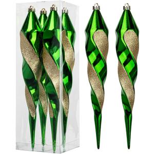11.8" Green Christmas Icicle Ornament Balls Shatterproof Final Drop Ornaments for Tree Decorations Christmas Teardrop Ornaments 4 Set Glitter Swirl Drop Hanging Ornament for Xmas Holiday Party 11.8" Green Christmas Icicle Ornament Balls Shatterproof Final Drop Ornaments for Tree Decorations Christmas Teardrop Ornaments 4 Set Glitter Swirl Drop Hanging Ornament for Xmas Holiday Party