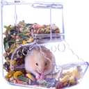 Hamsters Feeder Small Animals Automatic Dispenser Acrylic Clear Pet Food Storage Bowl for Dwarf Hamster Gerbils Mice Hedgehog Guinea Pig Pigeon Parrots (400ML)
