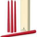 10-Inch Tall Dripless Taper Candles Set of 4 - Red Tapered Candles, Perfect for Christmas - Smokeless, Unscented, Long Burning - Hand Poured, Colored Tall Candlesticks - Bright Red