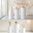 Cylinder Stands for Party 3Pcs, White Round Cylinder Pedestal Stand for Wedding Parties Decor Backdrop, PVC Cake Pedestal Stand for Party Hosts Wedding Planners, 35.4''(L),29.5''(M),23.6''(S)