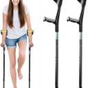 Forearm Crutches for Adults,Open Cuff,Handle with Light Reflector,Foldable and Height-Adjustable Elbow Crutches,High Density Sturdy Aluminum,A Pair, Black