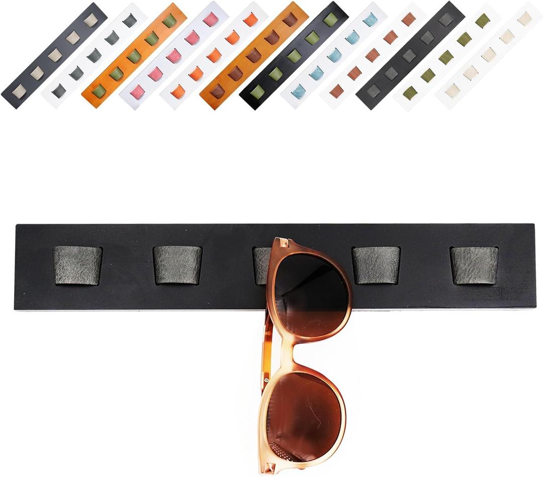 ACOCOFE Sunglass Organizer Wall Mount, Wood Eyeglass Storage Holder, Glasses Rack for Multiple Eyewear Display Men Women (Black-black)