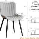 YOUNUOKE Mid-Century Modern Dining Chairs Set of 2, Grey PU Leather Upholstered Kitchen Chairs with Black Metal Legs, Armless Accent Chair for Dining Room, Guest Reception Room
