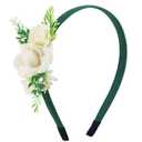 Flower Headbands for Girls Kids Toddlers Rose Floral Headpiece Non Slip Elegant Wedding Flower Crown Hairband Spring Summer Fashion Cloth Headdress Accessories for Birthday Party (Green)