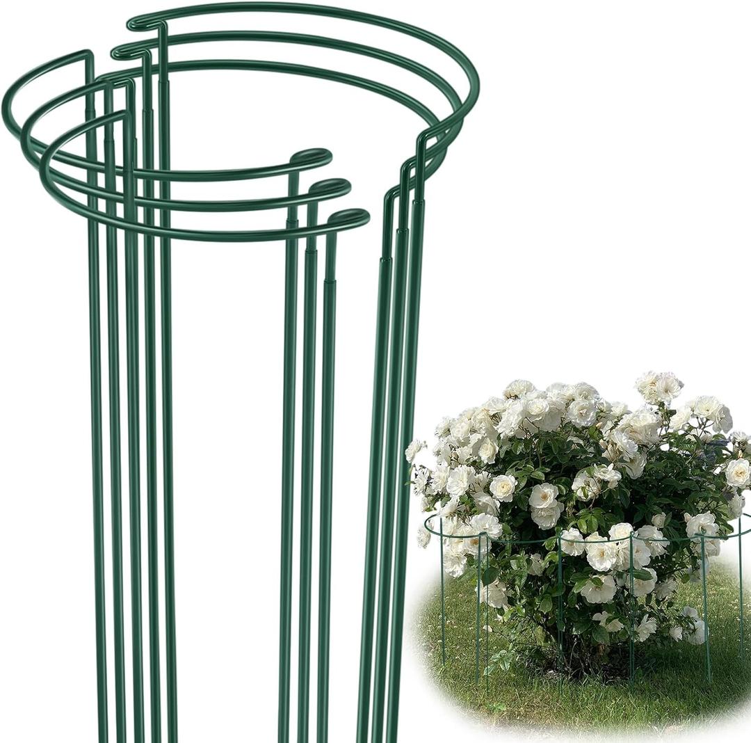 Tioncy 6 Pcs 60" H x 19.69" W Plant Support Stakes Cages for Garden, Metal Half Round Plants Tension Rods for Indoor Outdoor Large Tall Flower Vegetables Tomato Peony Rose Support