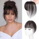 NAYOO Bangs Hair Clip Real Human Hair Toppers 3603D Cover Clip in Bangs Hair pieces for Women French Bangs for Daily Wear, Brown 