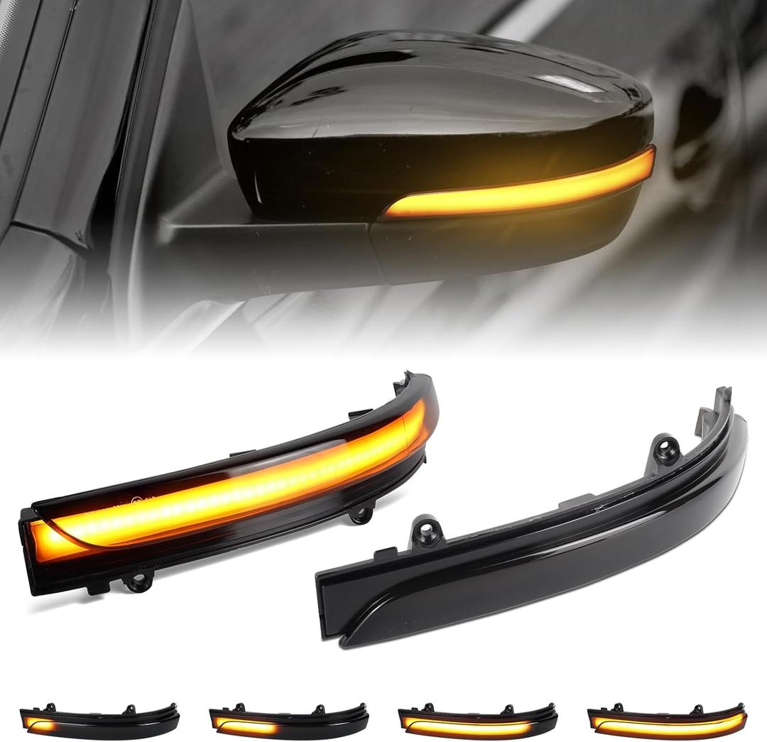 Dynamic Sequential Led Side Mirror Turn Signal Lights Indicator for 2011-2018 Volkswagen Jetta MK6 SE, for 2012-2019 VW Beetle, Smoked Lens
