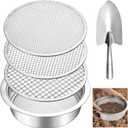 Soil Sifter, Soil Sifter for Rocks with 3 Sieve Mesh, 3mm 6mm 9mm, Stainless Steel Rock Sifter, Garden Potting Sieves with Shovel, Fine Mesh Sieve for Topsoil, Fine Sand