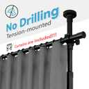 Jilron No-Drill Room Separator Set: Includes 106" W x 84" L Grey Curtain & Adjustable Pole Brackets (35-100" W x 43-120" H Adjustable Range)