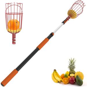 SISIUPASSIE 26FT Reach Fruit Picker, Apple Picker Pole with Basket Telescoping Tool for Apple Lemon Orange Mango Avocado Fruit Tree Picking