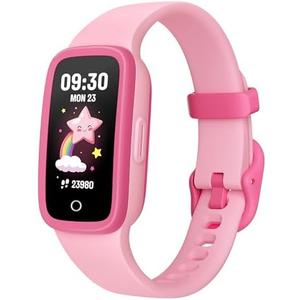 TICTIKY Kids Fitness Tracker Watch with Amoled Screen, Activity Tracker No Phone Needed, Heart Rate and Sleep Monitor, 3ATM Waterproof, Pedometer, Alarm Clock, Games, Step Counter Watch for Girls 5-10