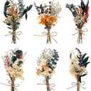 Fuyamp Mini Boho Dried Flower Bouquet Set of 6 Natural Dried Flowers Small Bouquets Real Plants Bundle Bohemian Flower for Wedding Photo Frame Gift Box Home Vase Decorations DIY Craft(About 5-7'') (Multi Color)