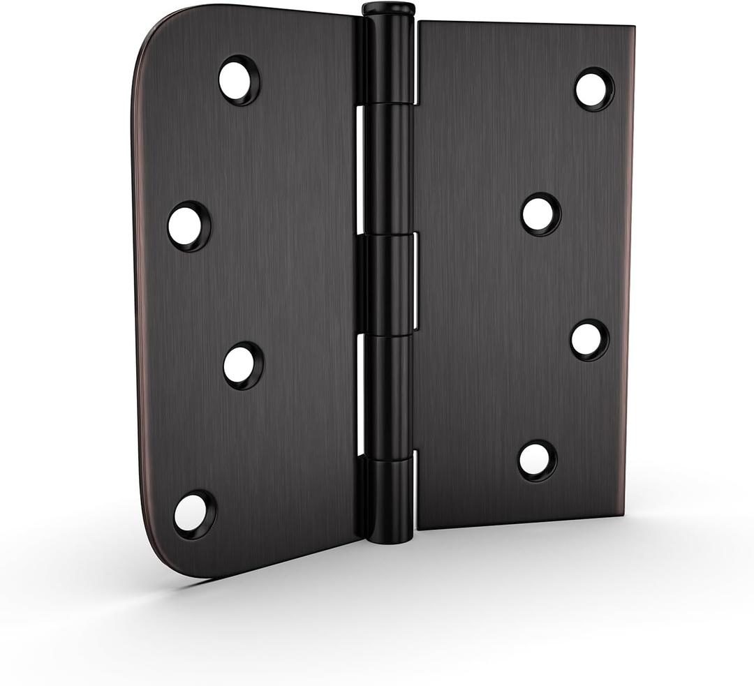 12 Pack goldenwarm 4in Oil Rubbed Bronze Door Hinges Interior Door Hinges 4 x 4 Inch with Square & Round Corners, Iron Material