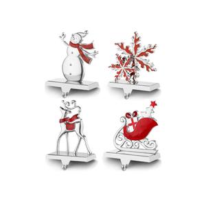 4PCS Christmas Stocking Mantle Holders Set Stand Sign Heavy Weighted Stocking Hooks Fireplace Stocking Hanger for House Holiday Yards Mantle Holder Décor (Mutli,4)