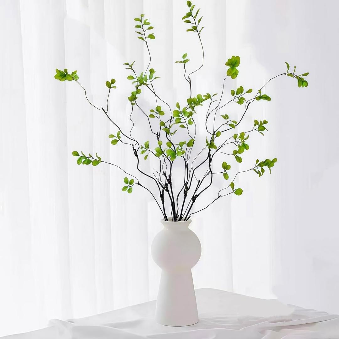 5 Pcs Artificial Ficus Branches Faux Eucalyptus Stems, 47.2 Inch Fake Greenery Stems Realistic Touch Faux Branches for Vase for Office Home Wedding Vase Filler Decoration