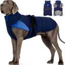 MIGOHI Thermal Large Dog Fleece Jacket - Rainproof Coat for Large Dogs, Thick Dog Winter Coat, Snow Jacket for Dogs Windproof for Hunting Camping, Windy Chilly Days, Doberman, Great Dane, 3XL, Dark Blue