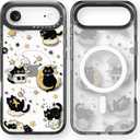 Bouvardia for iPhone 17 Air Case, Compatible with Magsafe, Cute Girly Design for Women, Shockproof & Aesthetic, Cats & Stars