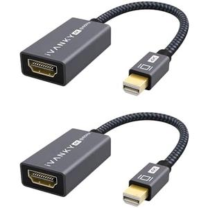 IVANKY 4K@60Hz Active Mini DisplayPort to HDMI Adapter 2Pack, Thunderbolt 1&2 to HDMI, Mini DP to HDMI Adapter for MacBook Air/Pro, Surface Pro/Dock/Book, Monitor, Projector-Grey