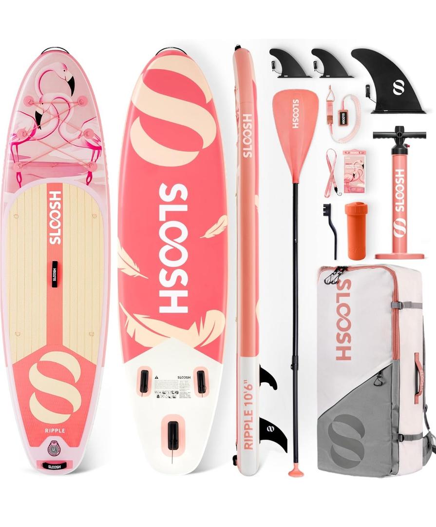 SLOOSH Inflatable Stand Up Paddle Board, 10'6" Paddle Boards with Premium Accessories, Non-Slip EVA Deck, Ultra-Light Carry Bag Pump, Ripple SUP for Youth & Adults of All Skill Levels(used)