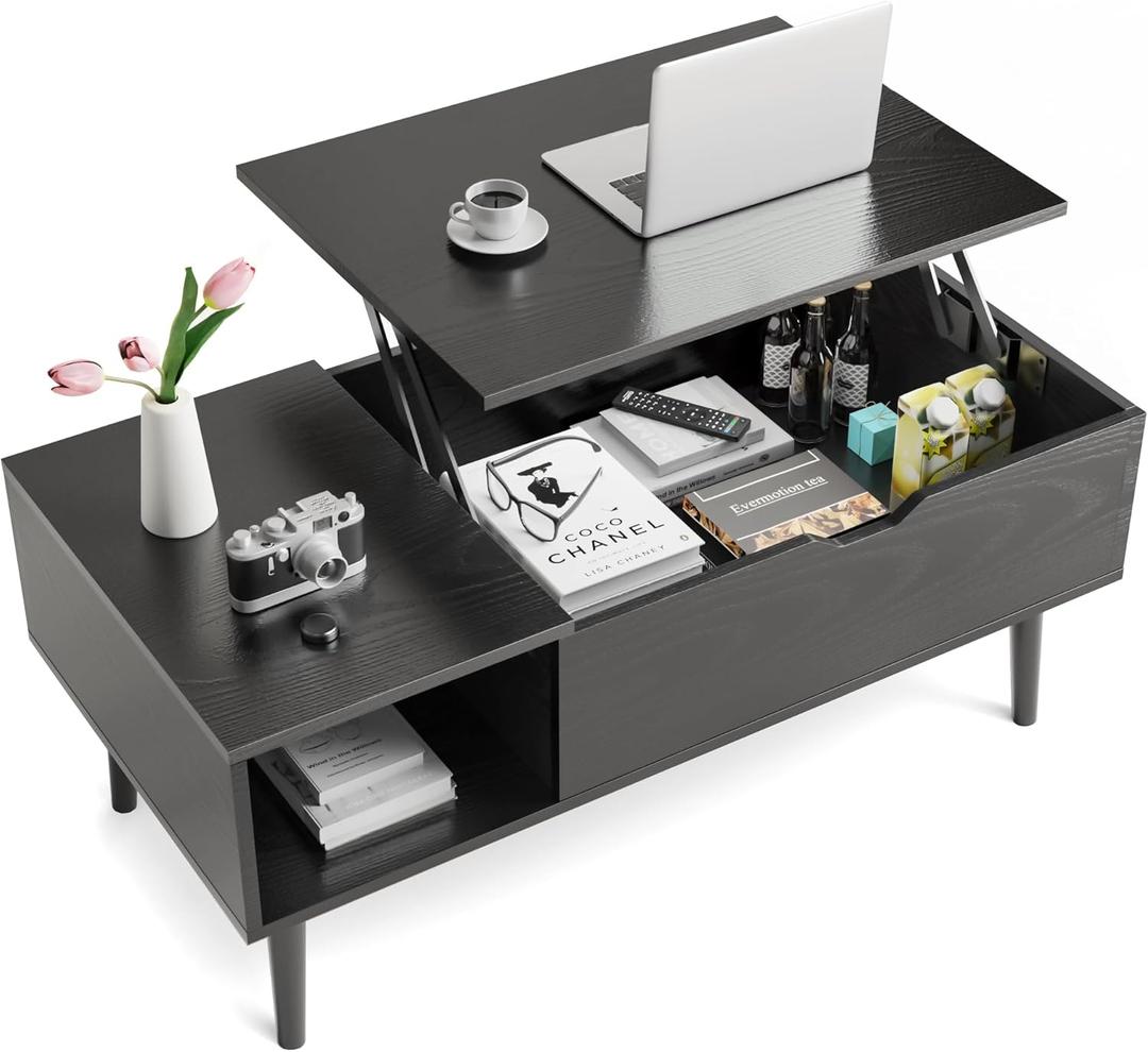 Lift Top Coffee Table for Living Room with Storage Shelf & Hidden Compartment, Modern Center Table with Lift Tabletop for Home Office, Wood Tea Table Furniture
