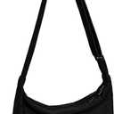 Crossbody Sling Bag for Women Men Trendy, Crescent Bag with Adjustable Strap, 2 Zippers Lightweight (Corduroy-black)