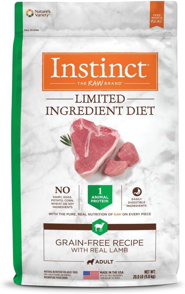 Instinct Limited Ingredient Diet, Natural Dry Dog Food, Grain Free Recipe - Real Lamb, 20 lb. Bag (20 Pound (Pack of 1)) Best By: 11/10/2026