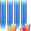 Tioncy 100 Pcs Neon Plastic Shot Glasses 1 oz disposable shot glasses colored Mini Party Drinking Cups for Cocktail Whiskey Wine Birthday Christmas New Year Party(Blue)