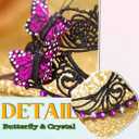Tgirls Rhinestone Masquerade Mask for Women Butterfly Lace Mask Venetian Crystal Face Mask for Costume Masquerade Party