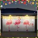 Buryeah 6 x 13 ft Christmas Flamingo Garage Door Decorations Christmas Garage Door Banner Large Flamingo Backdrop Holiday Cover Murals for Xmas Indoor Outdoor House Wall