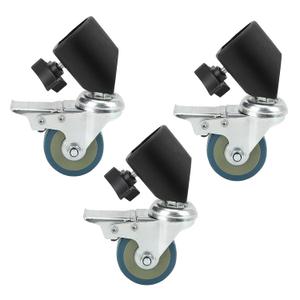 3 Pack Professional Swivel Caster for Photography Light Stand Wheels Set,Durable Metal Constuction and Rubber Base,22mm Moving Rolling Wheels Kit with Brake Compatible with Light Stand